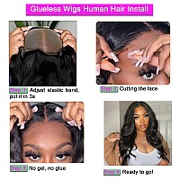 Gurvey Wear And Go Glueless Wigs Human Hair Pre Plucked Pre Cut 24 Inch Body Wave Lace Front Wigs Human Hair 13X4 Hd Lace Front