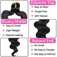 Cookoo 3 Packs Body Wave Braiding Hair 14 Inch Natural Black Prefeathered Bouncy Wavy Braiding Hair French Curls Braids Synthet