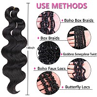 Cookoo 3 Packs Body Wave Braiding Hair 14 Inch Natural Black Prefeathered Bouncy Wavy Braiding Hair French Curls Braids Synthet