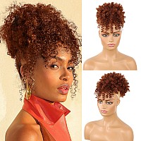 Entranced Styles Drawstring Ponytail With Bangs Afro Puff Ponytail Extensions For Women Short Curly Puff Ponytail With Bangs Cli