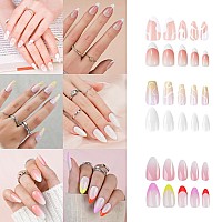 Press On Nail Kit Almond Gel Nails Tips Short Glue On Nails Fit Perfectly Natural Reusable Fake Nails With Nail Glue 12 Packs