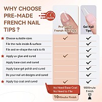 French Gel Nail Tips Kit Jofay Fashion 480Pcs French Tip Press On Nails Kit 240Pcs Short Square Fake Nails 240Pcs Coffin Acry