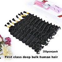 Beaudiva Deep Bulk Human Hair Braiding Hair Boho Human Braiding Hair Wet And Wavy Human Braiding Hair For Micro Braids No Weft D