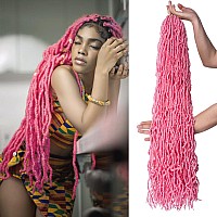 Zrq 36 Inch Soft Locs Crochet Hair 6Packslot Pink Prelooped Long Faux Locs Hair Goddess Locs Curly Wavy Afro Roots Synthetic H