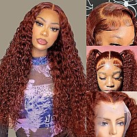 Eagera Reddish Brown Lace Front Wigs Human Hair 13X4 Reddish Brown Deep Wave Lace Front Wigs Human Hair For Women Reddish Brown