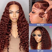 Eagera Reddish Brown Lace Front Wigs Human Hair 13X4 Reddish Brown Deep Wave Lace Front Wigs Human Hair For Women Reddish Brown