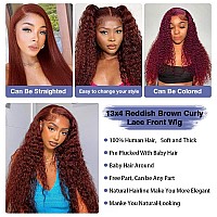 Eagera Reddish Brown Lace Front Wigs Human Hair 13X4 Reddish Brown Deep Wave Lace Front Wigs Human Hair For Women Reddish Brown