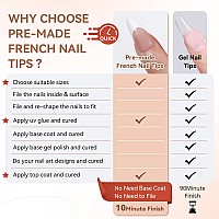 French Soft Gel Nail Tips Kit Jofay Fashion Spring French Tip Press On Nails 240Pcs Brown Long Coffin Fake Nails Xcoat Press