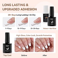 French Soft Gel Nail Tips Kit Jofay Fashion Spring French Tip Press On Nails 240Pcs Brown Long Coffin Fake Nails Xcoat Press