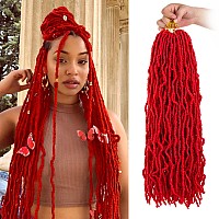 Zrq 24 Inch 2Packs Red New Faux Locs Hair For Butterfly Locs Style Goddess Locs Crochet Braids Curly Wavy Soft Locs Synthetic H