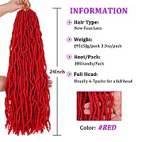 Zrq 24 Inch 2Packs Red New Faux Locs Hair For Butterfly Locs Style Goddess Locs Crochet Braids Curly Wavy Soft Locs Synthetic H