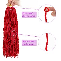 Zrq 24 Inch 2Packs Red New Faux Locs Hair For Butterfly Locs Style Goddess Locs Crochet Braids Curly Wavy Soft Locs Synthetic H