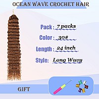 Vustbeauty Ocean Wave Crochet Hair 7 Packs 24 Inch Deep Wave Wavy Braiding Hair Crochet Synthetic Braids Hair Extension For Blac