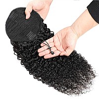 24 Inch Long Kinky Curly Drawstring Ponytail Human Hair Extensions Afro Curly Drawstring Ponytail For Black Women Remy 10A Grade