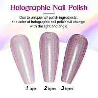 Mizhse Holographic Nail Polish Light Purple Glitter Nail Polish Air Dry Fast 15Ml05 Fl Oz High Glossy Shimmer Nail Pigment L