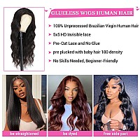 32Inch Wear And Go Glueless Wigs Human Hair Pre Cut Hd Lace 5X5 Body Wave Lace Front Wigs Human Hair Pre Plucked 180 Density 5X