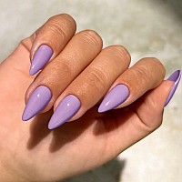 Light Purple Press On Nails Almond Shaped Medium Almond Nails Press On Neutral Acrylic Nails Reusable Fake Nails For Women Girls