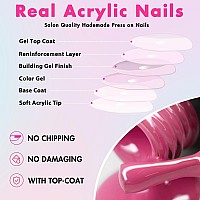 Light Purple Press On Nails Almond Shaped Medium Almond Nails Press On Neutral Acrylic Nails Reusable Fake Nails For Women Girls