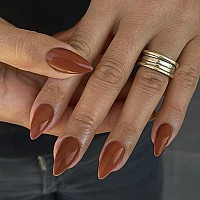 Coffee Press On Nails Almond Shaped Medium Almond Nails Press On Neutral Acrylic Nails Reusable Fake Nails For Women Girls Glue