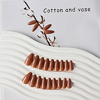 Coffee Press On Nails Almond Shaped Medium Almond Nails Press On Neutral Acrylic Nails Reusable Fake Nails For Women Girls Glue