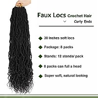 30 Inch Soft Locs Crochet Hair Braids 8 Packs Faux Locs Crochet Hair Curly Ends Boho Crochet Loc Hair For Women 30Inchpack Of