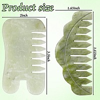 Geiserailie 2 Pieces Jade Combs Massage Stone Hair Comb Guasha Scraping Scalp Comb Facial Massage Tool Multifunctional Handheld