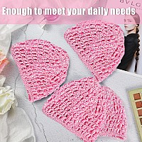 Geyoga 2 Pieces Mesh Crochet Hair Net Rayon Knit Snood Hat Cover Crocheted Sleep Cap For Women Pink