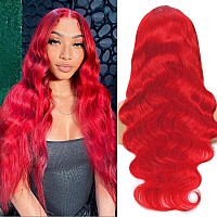 Red Wig Human Hair 13X4 Hd Colored Human Hair Lace Front Wigs Red Body Wave Lace Front Wigs Human Hair Pre Plucked Red Lace Fron