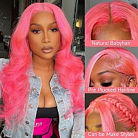 Otinid Pink Lace Front Wig Human Hair 13X4 Hd Pink Body Wave Lace Front Wigs Human Hair Colored Pre Plucked Pink Lace Frontal Wi