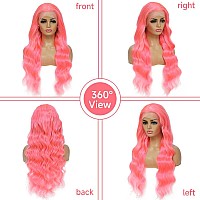 Otinid Pink Lace Front Wig Human Hair 13X4 Hd Pink Body Wave Lace Front Wigs Human Hair Colored Pre Plucked Pink Lace Frontal Wi