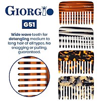 Giorgio G51Tw Small Travel Purse Hair Detangling Comb Wide Teeth Pocket Comb For Thick Curly Wavy Hair Hair Detangler Comb For