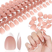 Yokilly 240 Pieces Natural French Fake Nails Acrylic False Nails Kit Including 12 Different Size Short Press On False Nails Na