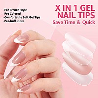 Yokilly 240 Pieces Natural French Fake Nails Acrylic False Nails Kit Including 12 Different Size Short Press On False Nails Na