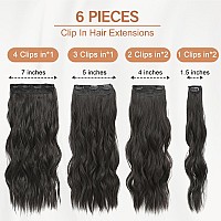 Clip In Hair Extensions For Women 20 Inch Long Wavy Brown Extensions 6Pcs Black Brown Hairpieces That Blend Naturally With Yo