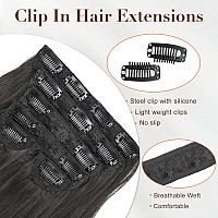 Clip In Hair Extensions For Women 20 Inch Long Wavy Brown Extensions 6Pcs Black Brown Hairpieces That Blend Naturally With Yo