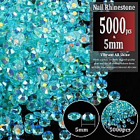 5000Pcs 5Mm Resin Rhinestones Bulk Transparent Lake Blue Ab Flatback Round Jelly Rhinestones Non Hotfix Crystal Gems Large Quan