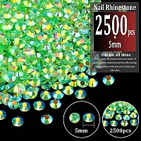 Belleboost 2500Pcs 5Mm Resin Rhinestones Bulk Transparent Grass Green Ab Flatback Round Jelly Rhinestones Non Hotfix Crystal Ge