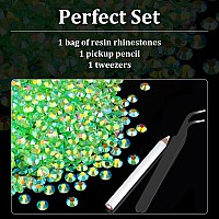 Belleboost 2500Pcs 5Mm Resin Rhinestones Bulk Transparent Grass Green Ab Flatback Round Jelly Rhinestones Non Hotfix Crystal Ge