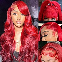 Red Lace Front Wigs Human Hair Pre Plucked 13X4 Body Wave Colored Red Human Hair Wig Hd Lace Frontal Wigs Human Hair 180 Densit