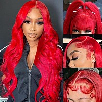 Red Lace Front Wigs Human Hair Pre Plucked 13X4 Body Wave Colored Red Human Hair Wig Hd Lace Frontal Wigs Human Hair 180 Densit