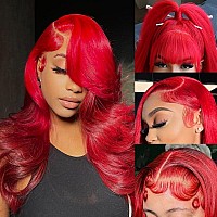 Red Lace Front Wigs Human Hair Pre Plucked 13X4 Body Wave Colored Red Human Hair Wig Hd Lace Frontal Wigs Human Hair 180 Densit