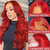 Red Lace Front Wigs Human Hair Pre Plucked 13X4 Body Wave Colored Red Human Hair Wig Hd Lace Frontal Wigs Human Hair 180 Densit