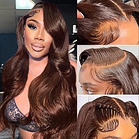 Keabalo Chocolate Brown Lace Front Wig Human Hair Pre Plucked 13X4 Hd Lace Body Wave Frontal Wigs Human Hair 4 Brown Colored Wi