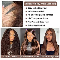 Keabalo Chocolate Brown Lace Front Wig Human Hair Pre Plucked 13X4 Hd Lace Body Wave Frontal Wigs Human Hair 4 Brown Colored Wi