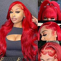 Red Lace Front Wigs Human Hair Pre Plucked 13X4 Body Wave Colored Red Human Hair Wig Hd Lace Frontal Wigs Human Hair 180 Densit