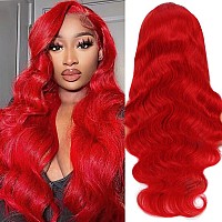 Red Lace Front Wigs Human Hair Pre Plucked Red Wig Human Hair 13X4 Body Wave Lace Front Wigs Human Hair Colored 180 Density Red