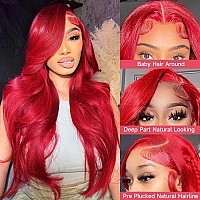 Red Lace Front Wigs Human Hair Pre Plucked Red Wig Human Hair 13X4 Body Wave Lace Front Wigs Human Hair Colored 180 Density Red