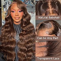 Keabalo Chocolate Brown Lace Front Wig Human Hair Pre Plucked 13X4 Hd Lace Body Wave Frontal Wigs Human Hair 4 Brown Colored Wi