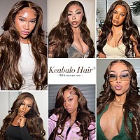 Keabalo Chocolate Brown Lace Front Wig Human Hair Pre Plucked 13X4 Hd Lace Body Wave Frontal Wigs Human Hair 4 Brown Colored Wi