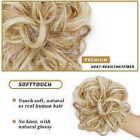 Lativ Messy Bun Hair Scrunchie Tousled Updo Hair Extensions With Elastic Rubber Band Hair Bun Curly Wavy Hair Piece Synthetic Ch